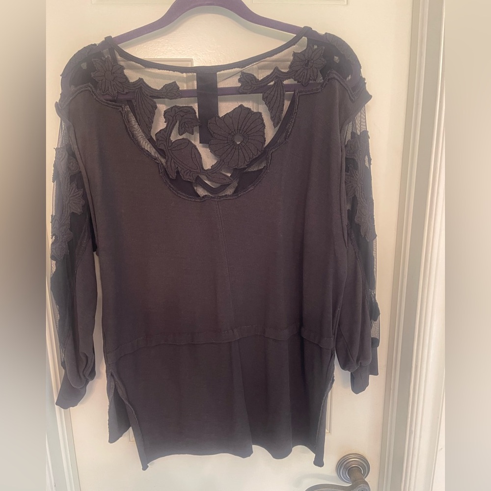 Free People New Romantics Brown with Black Lace Top